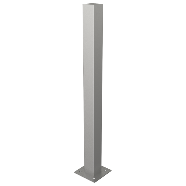 Stainless steel post | 70 x 70 mm | stationary, to be fixed by plugswith base plate 150 x 150 mm | without lock | without eyelet